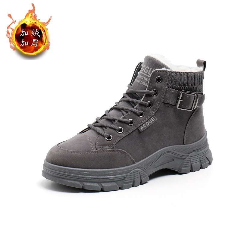 Winter New Martin for Women, Free shipping Round Toe, Thick Free shipping Sole, Fleece Lined, Warm Free shipping Women's Shoes, Belt Buckle, Sued