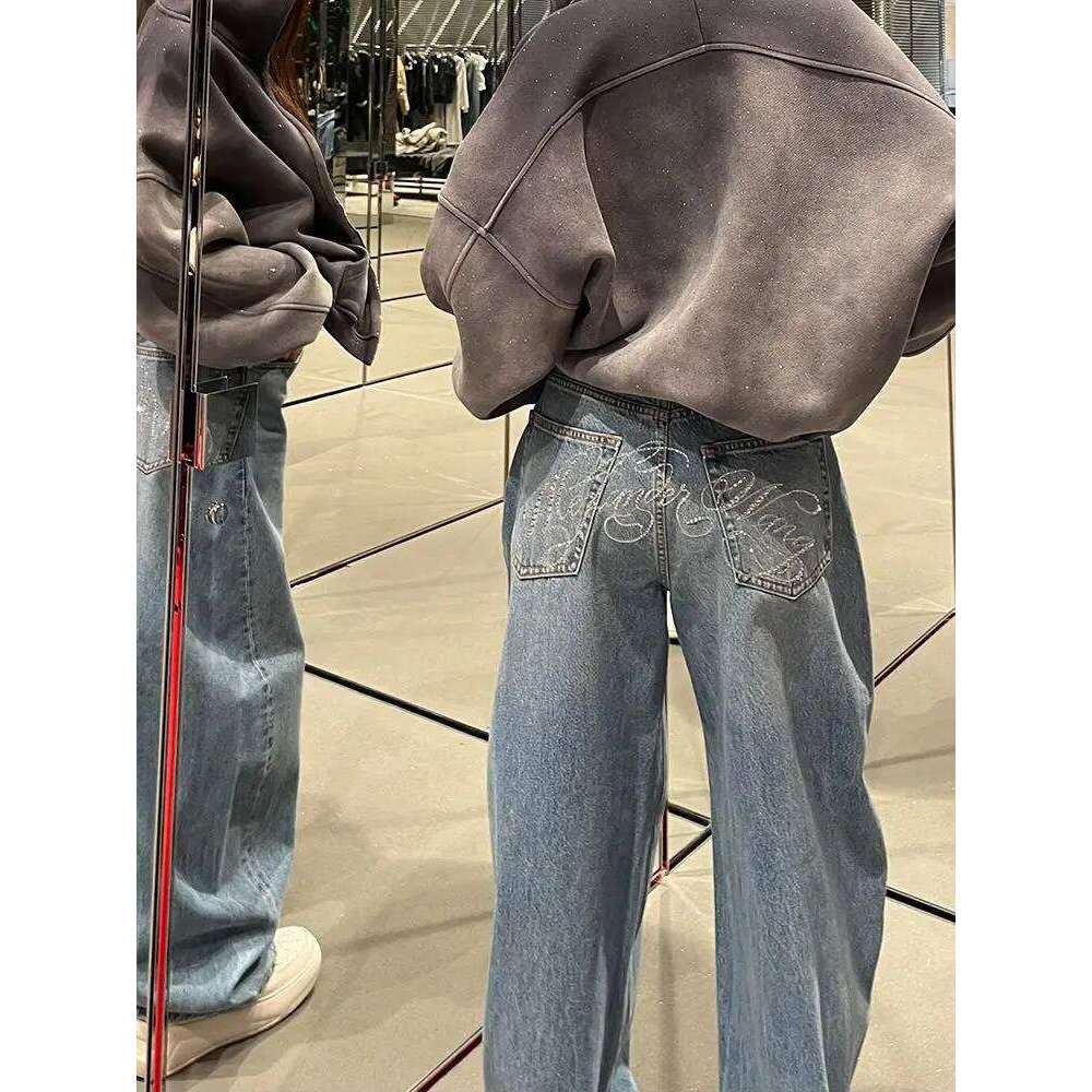 Letter Hot Dias High Waited Woman Street Fashion Baggy Jeans Clothing Casual Versatile Pants Women