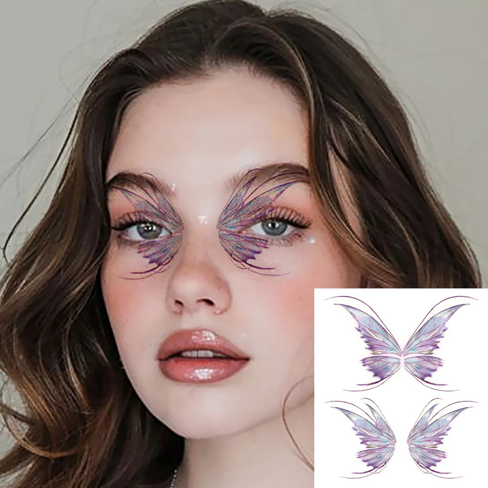 Colorful Glitter Powder Waterproof Temporary Tattoo Butterfly Wing Body Art Arm Eye Tattoos Beauty Women Sticker 250714