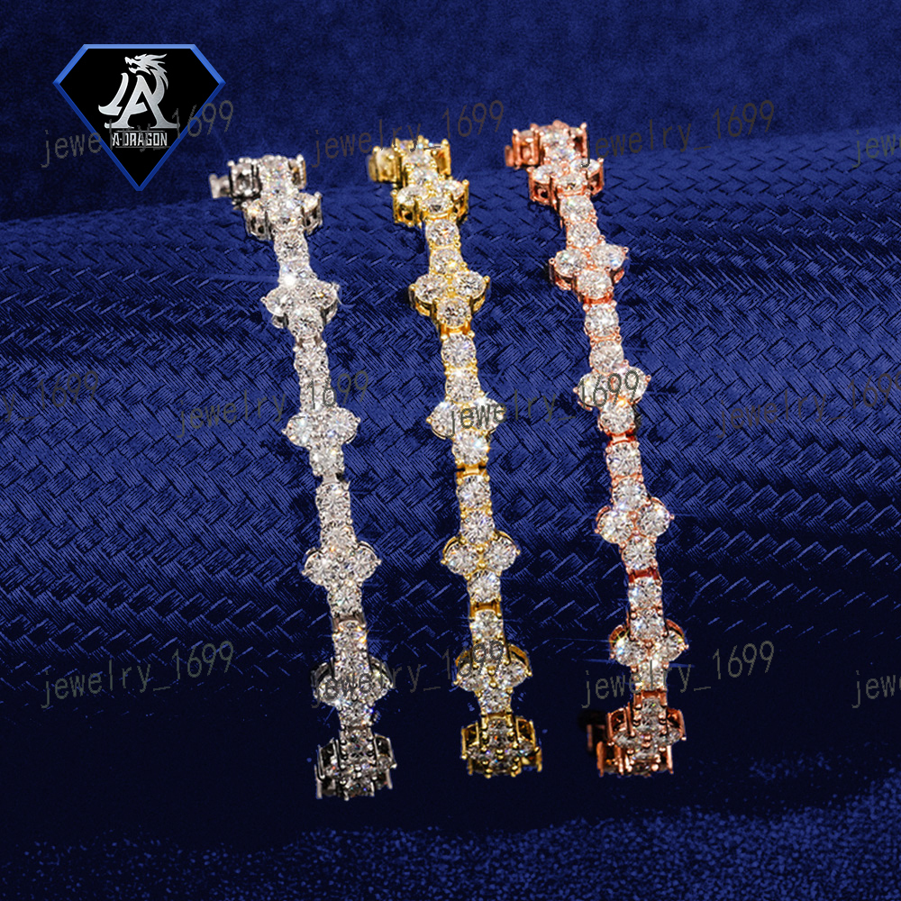 Factory Outlet 3mm S925 Silver VVS1 Moissanite Hip-Hop Tennis Chain Modern Necklace and Bracelet Set