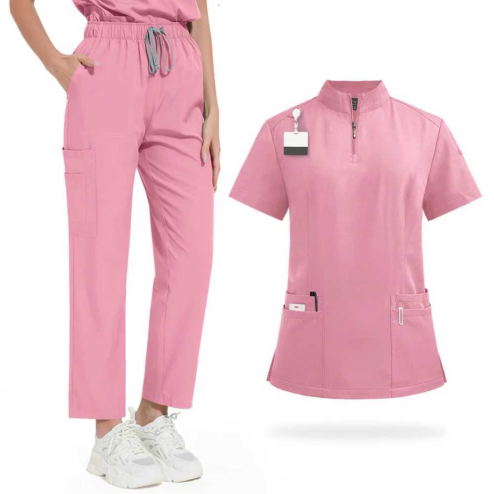 Classic New Nurse Scrubs Set Men Nurse Accessories Medical Uniform Surgical Dental Clinical Top Pants Lab Workwear Clothes Z250718