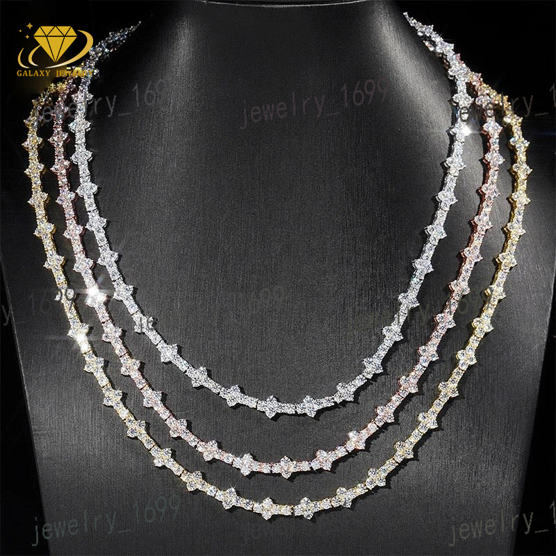 New Arrival 925 Sterling Silver Iced Out White Gold Pass Diamond Tester Rapper Jewelry 3MM Moissanite Cross Tennis Chain