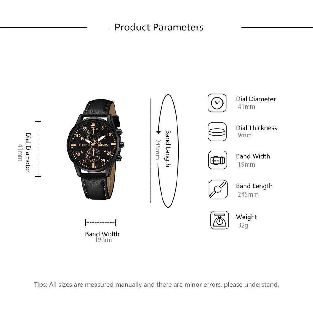 Kegllect Men Watch Set with Bracelet Casual Leather Band Quartz Clocks free shipping free shipping