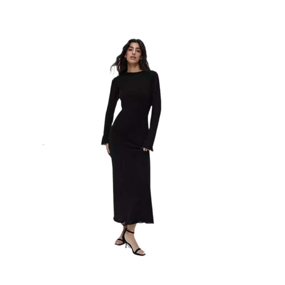 Hollow Out Long Dress + Tank Top Set For Women Soft Knitted Cover-Up Vacation Style B5