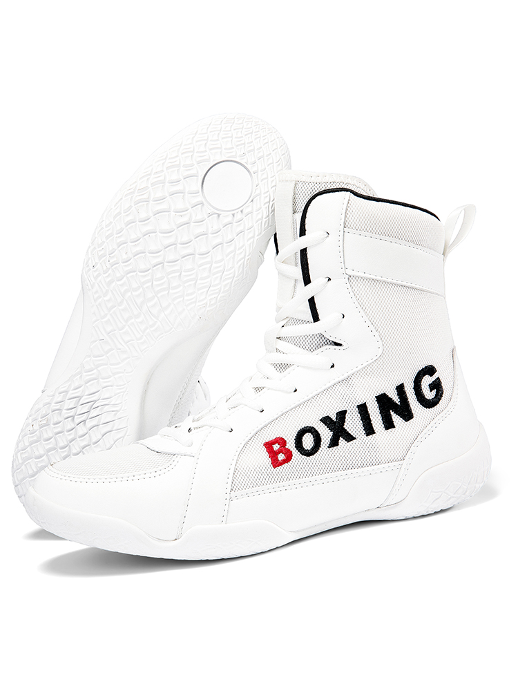 Boxing shoes, wrestling shoes, high-top fighting martial arts training shoes, long boots, fitness Sanda shoes, shock-absorbing, breathable and non-sli