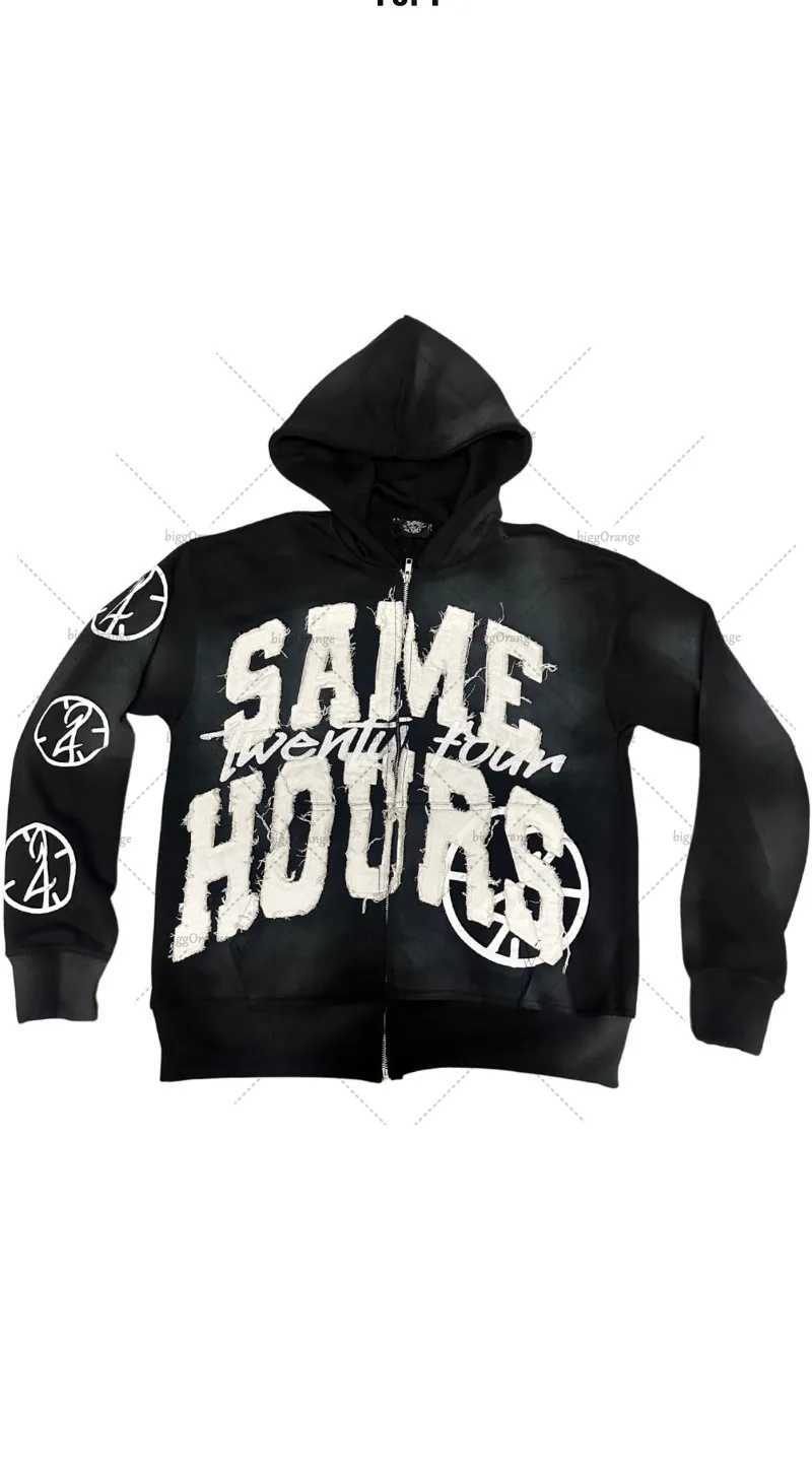 2K Harajuku Retro Colorful Zipper Hoodie American Trendy Brand Hip-Hop Streetwear Punk Style Letter Print Oversized Sweatshirt X250718