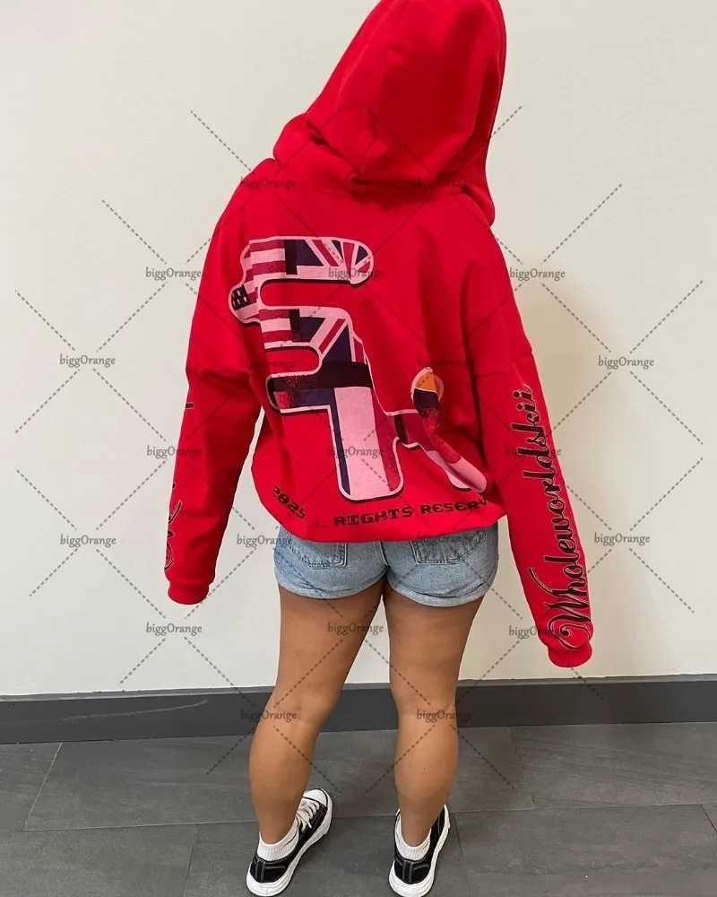 2025 American Hip Hop Goth Punk Oversized Zipper Hoodie Men Y2K Casual Fashion High Street Trendy Streetwear Sweatshirt Women X2507181