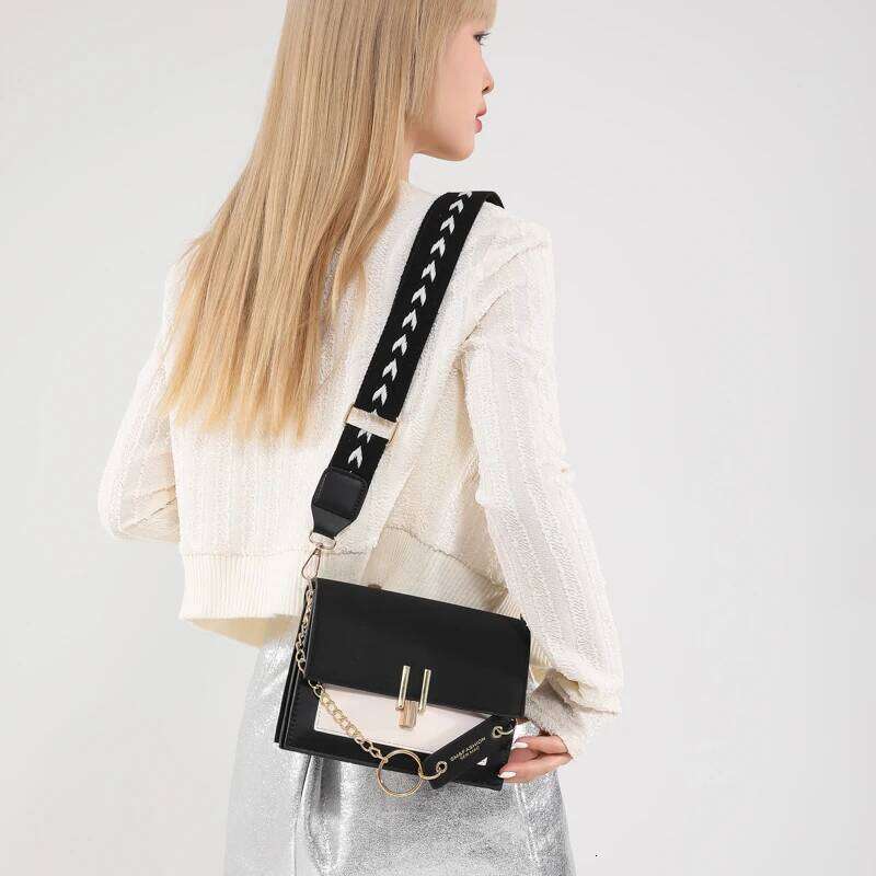 2024 Spring New Color Contrast Fashion PU Shoulder Bag, Suitable For Business Commute Shopping Party Friends