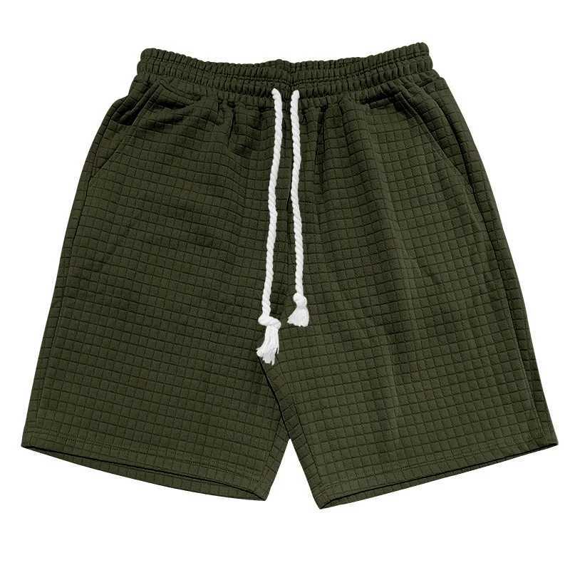 Four Seasons Running Short for Men Casual Jogging Short Pants Wave Pattern Green Gray Solid Color Drawstring Man Sports Shorts W250718