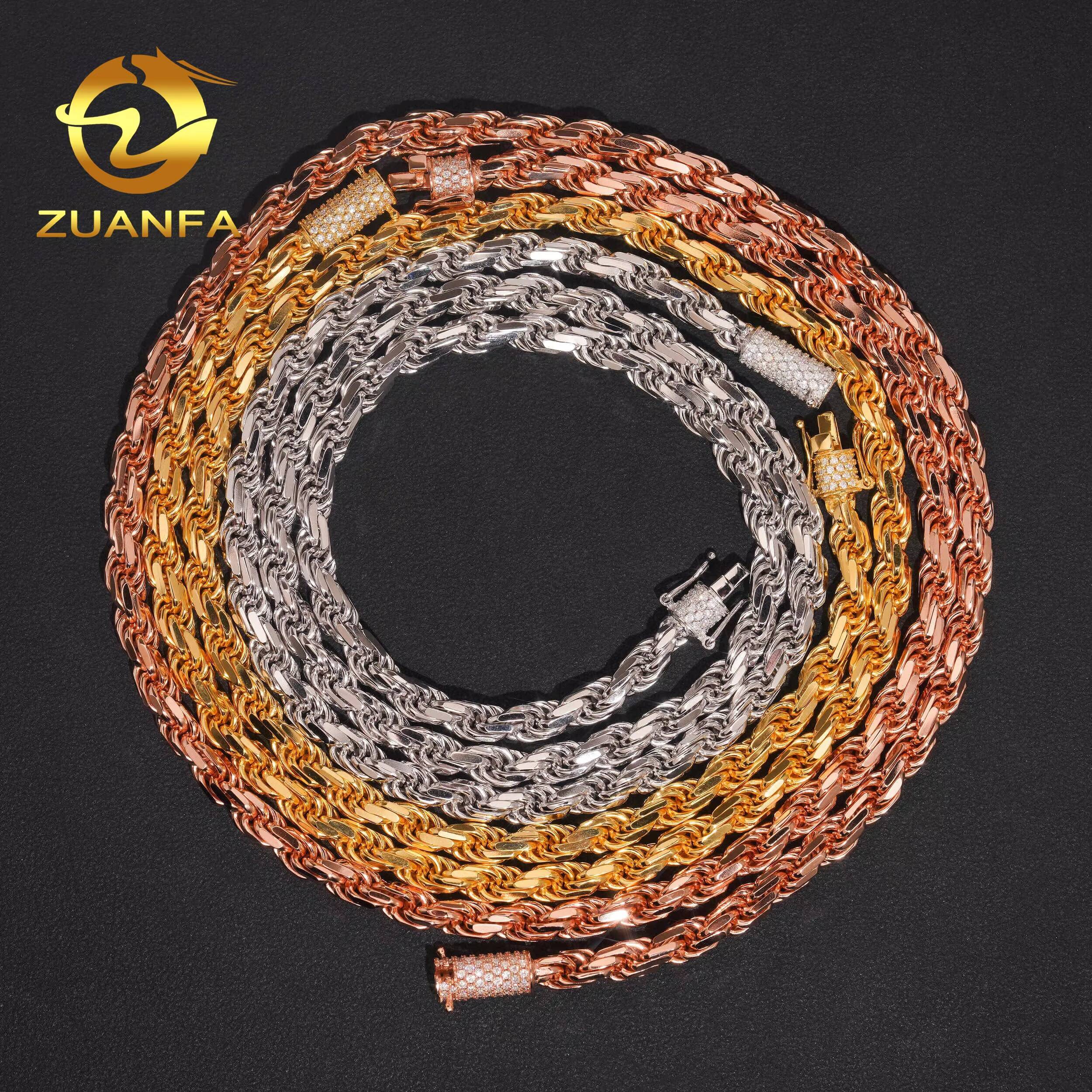 Wholesale Price High Quality Iced Out Moissanite Lock 6mm 925 Silver Rope Chain Necklace