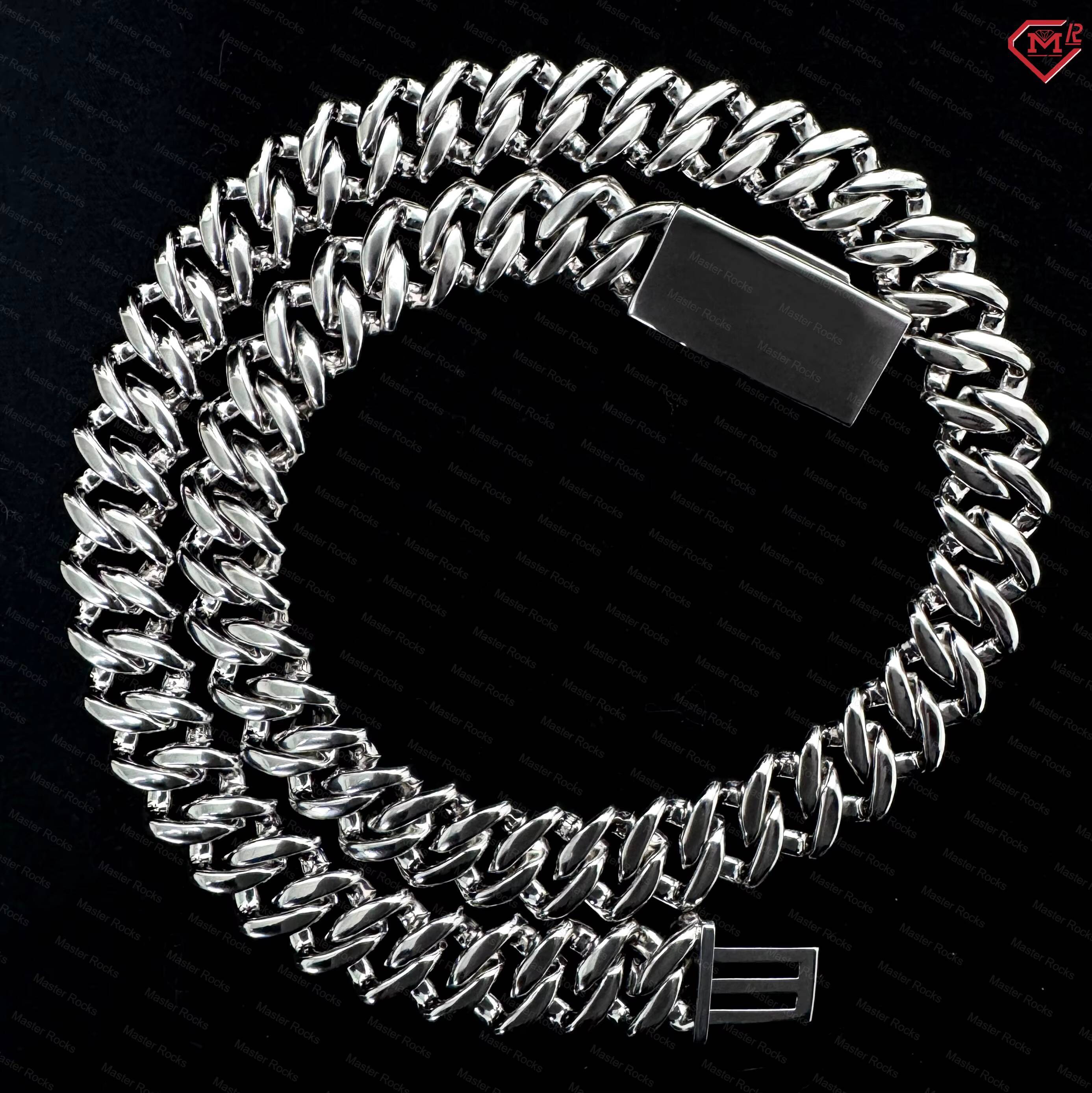 Hiphop Cuban Chain 18mm Iced Out 925 Sterling Silver Straight Edge Baguette Moissanite Cuban Link Chain