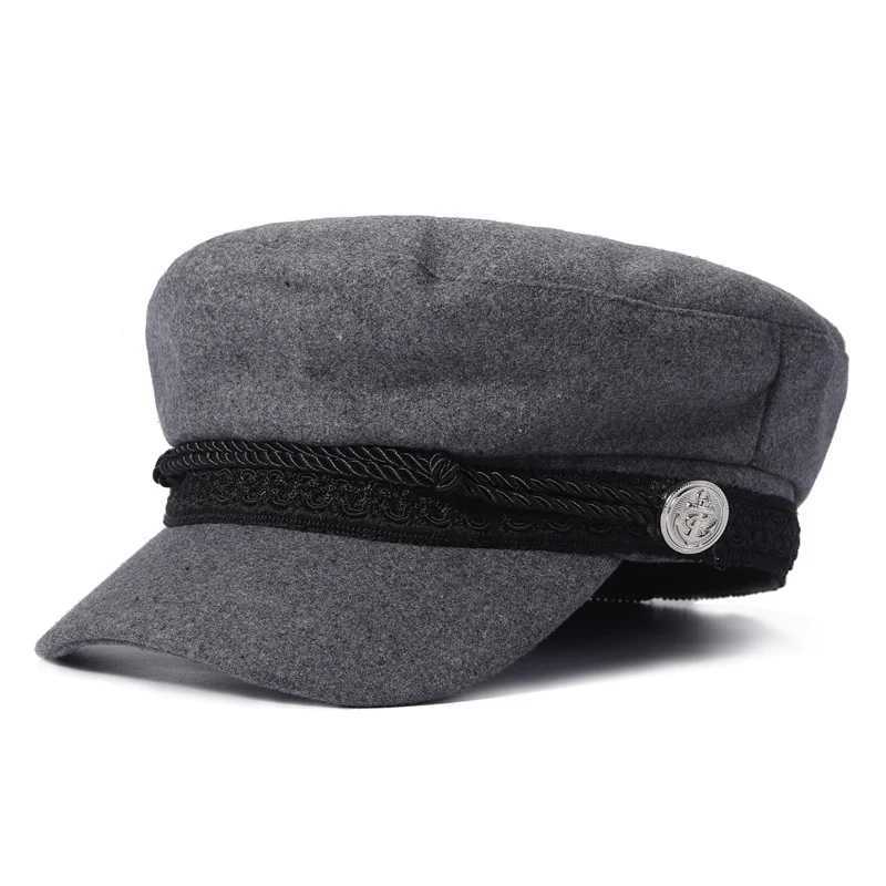 Fashion Women Men Spring Autumn Sailor Black Ladies Beret Top Captain Cap Travel Octagonal Hat L250718