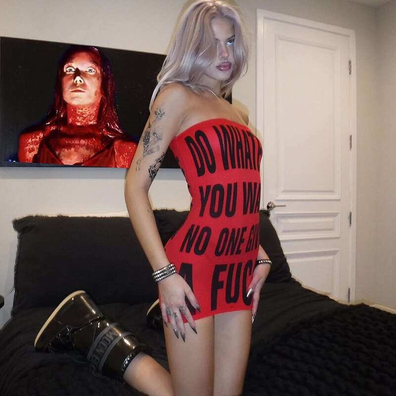 Women's Fashion Summer New Ins Style Sexy Slim Fit Printed Tube Dress For Women B5