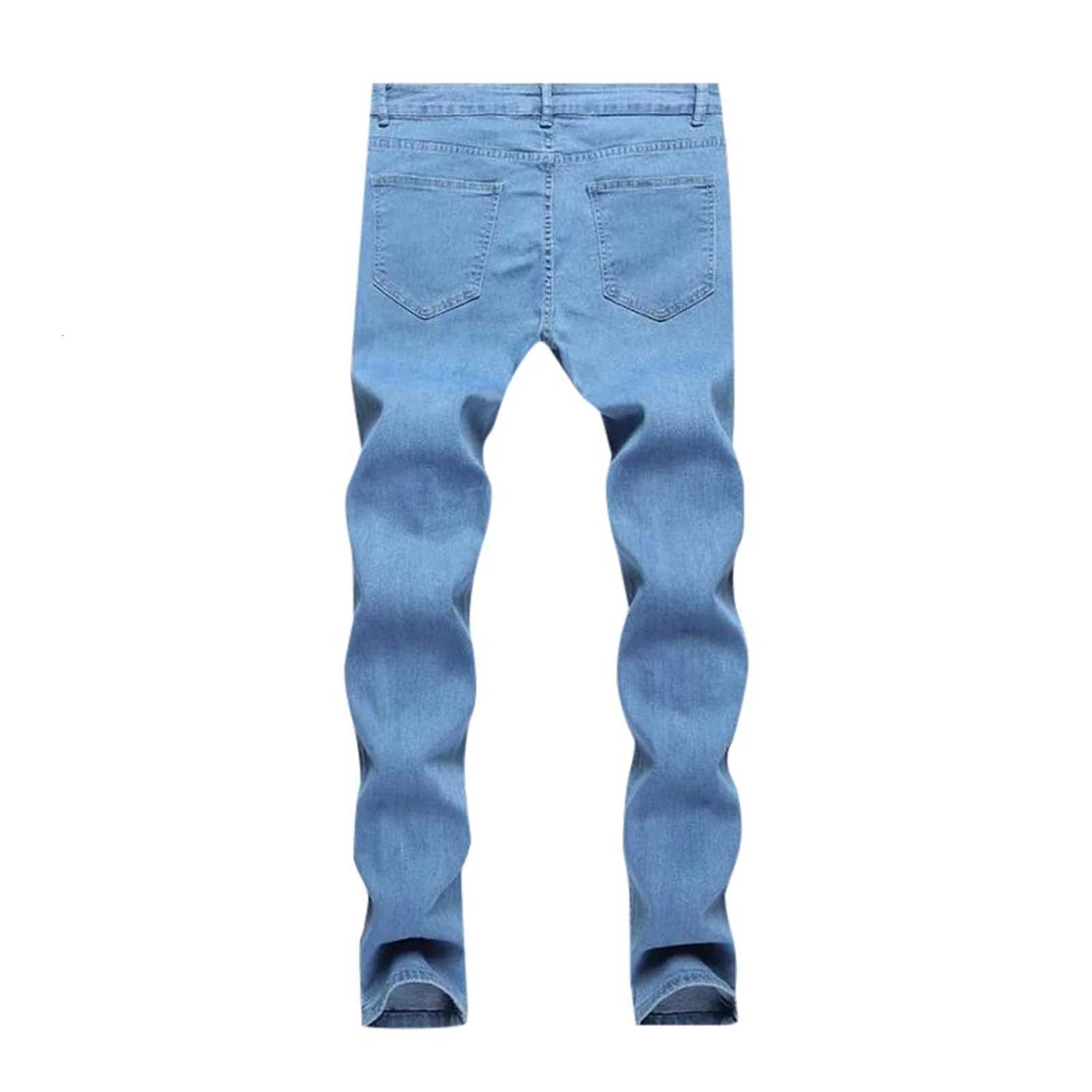 Mens Jeans Denim Distressed S 3XL Elastic Slim Fashion Mens Pants Fashion Street Style Ripped Skinny Jeans X250718