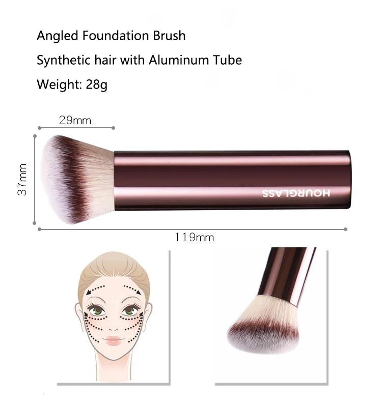 1pcs Angled Foundation Makeup Brush Powder Make Up Brushes Metal Handle Aluminum Tube Hourglass High quality cosmetic 250714