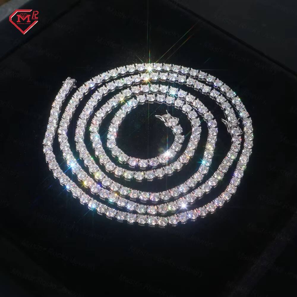 6mm Tennis Chain Necklace Hiphop Customized 925 Sterling Sliver Vvs Iced Out Moissanite Tennis Chain