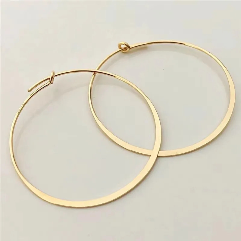 14K Gold Filled Flattened Wire Hoop Earrings Gold Jewelry Gold Hoop Earrings Brincos Pendientes Oorbellen Boho Women Earrings 250716