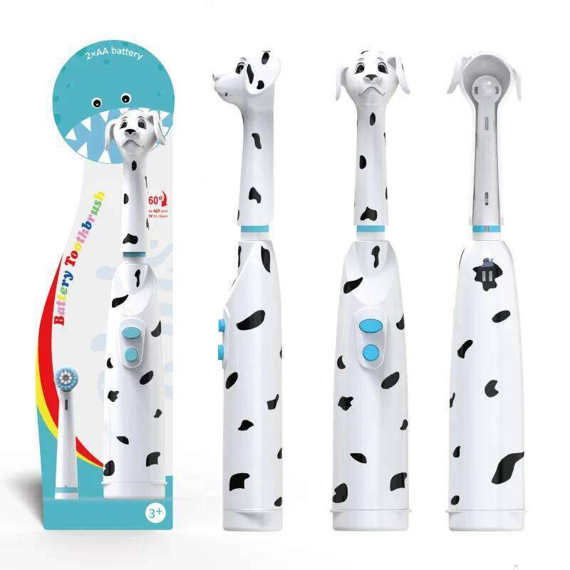 Children's Electric toothbrush kids baby spotted dog features dust cover cartoon type children round head battery X250718