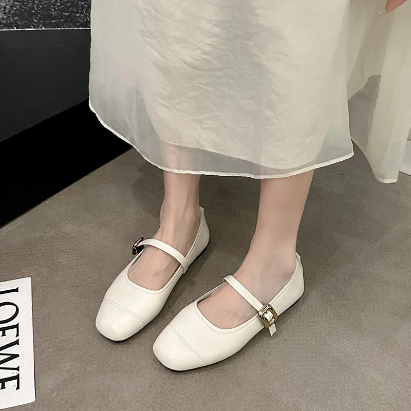 SpringAutumn Fashion Buckle Single Womens Solid Color Square Toe Beautiful Casual and Comfortable Loafers Shoes 250717