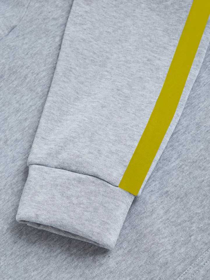 2025 Men Fashionable Hoodie Outdoor Sportswear Street Men Yellow Striped Edge Warm Hoodie Autumn and Winter Navy Blue Gray Black XJ250714