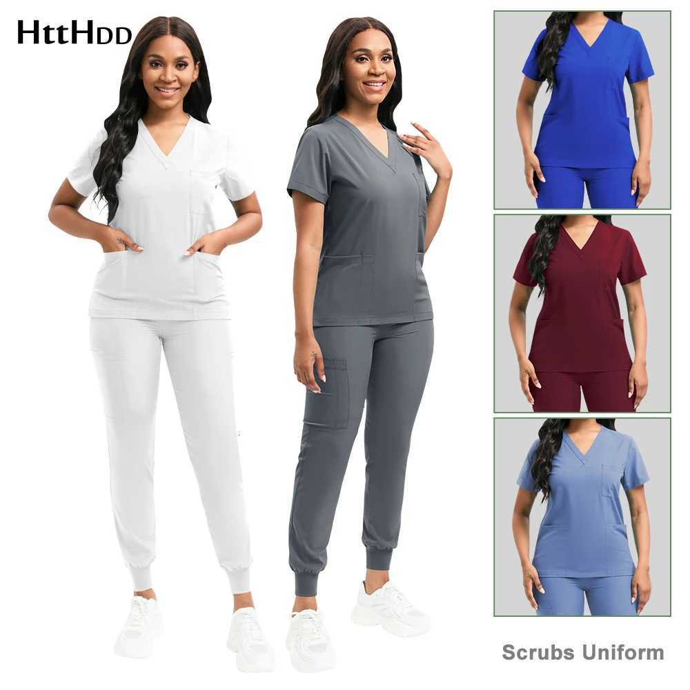 Cleaning Uniform for Women Nursing Scrub Top Pants Medical Suit Pediatric Nanny Work Wear Operating Room Surgical Gown Wholesale Z250718