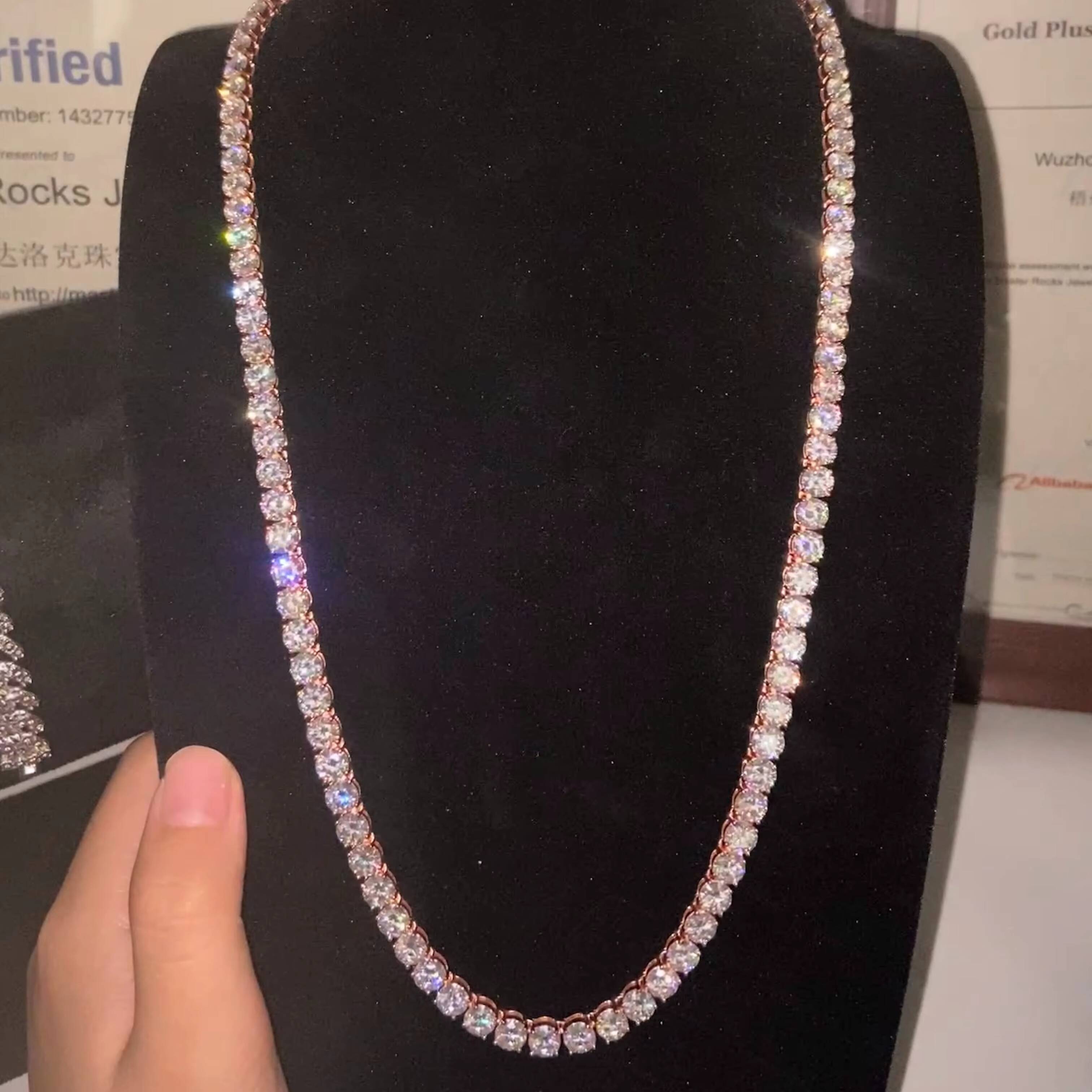 Wholesale 3mm 4mm 5mm 6mm Moissanite Chain Iced Out HipHop 925 Silver Men Women Moissanite Tennis Chain