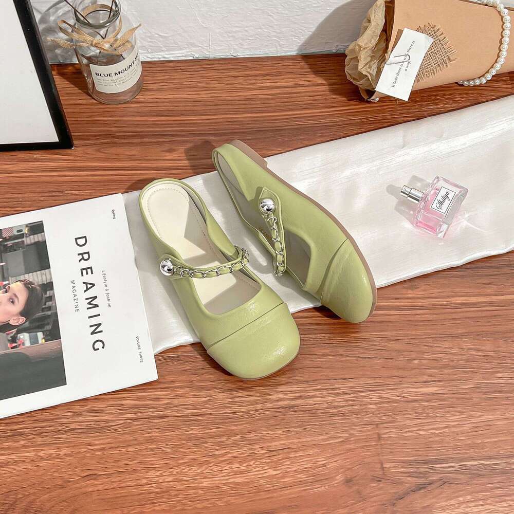 2025 Fashion Closed-Toe Single Shoes for Women, Back Air Quality Slip-On Mules, Half-Slip Thick-Soled Height-Increasing Women's Shoes, Versatile