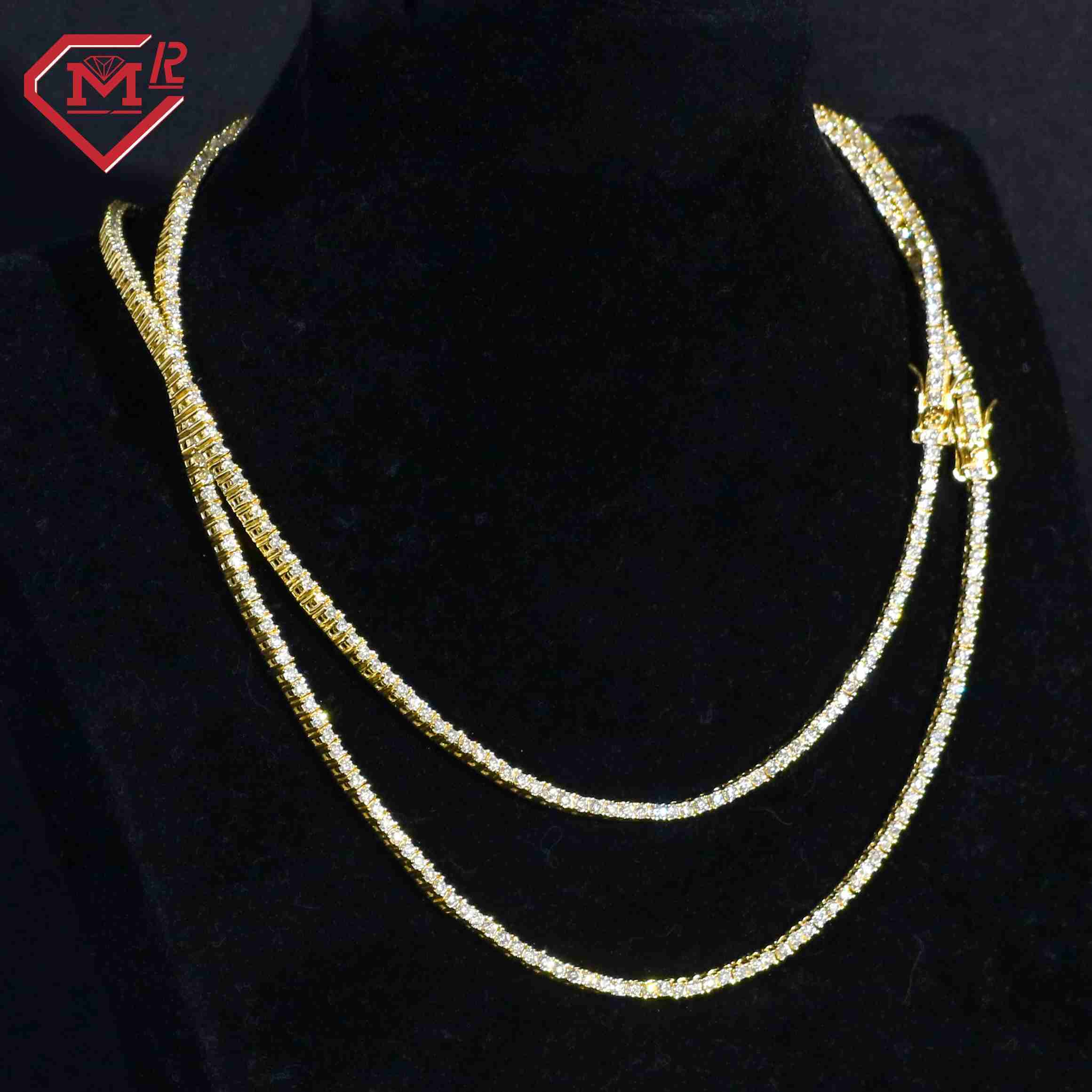 Luxury Tennis Chain Pendant Custom Necklace Bracelet Hip Hop 925 Silver Gold Plated Moissanite Tennis Chain