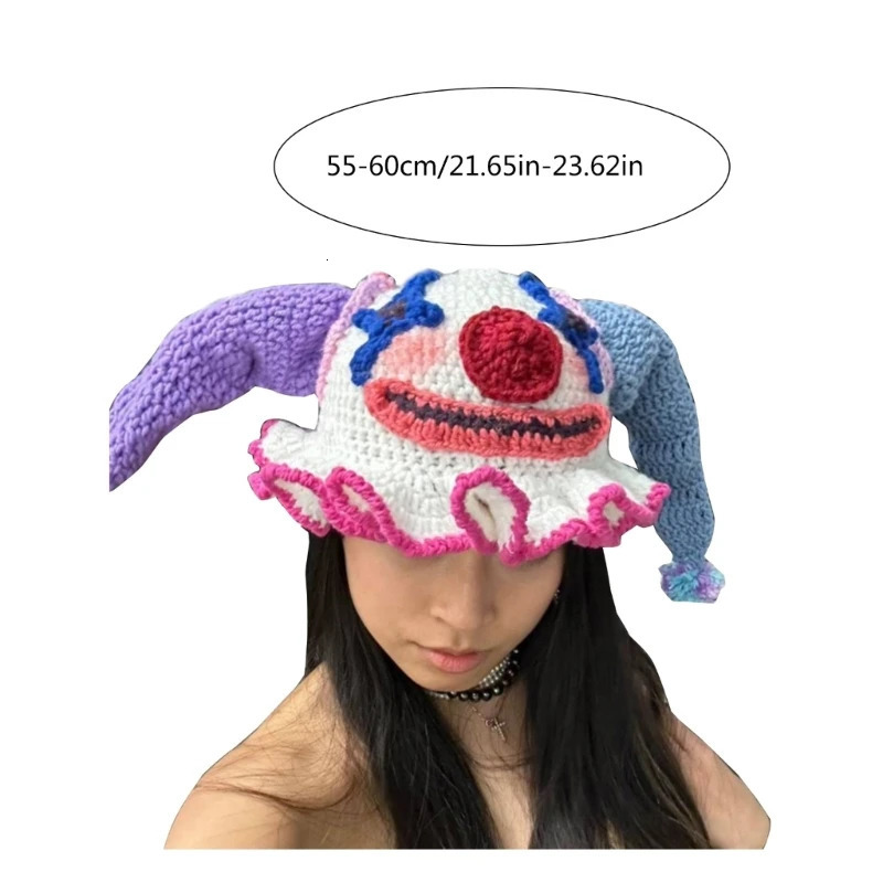 Novelty Knit Cartoon Hat for Female Girl Funny Clown Hat Winter Warm Hat Beanie Outdoor Shopping Cycling Casual Cap 250717