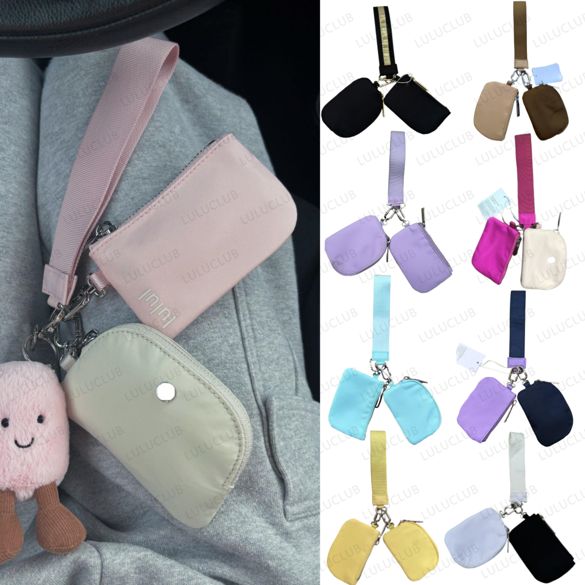 5a Quality Designer Bag Dual Pouch Mini Zip Around Wrist Portable Key Chain Wallet Coin Purse Pocket Wholesale Yoga lemonize keychain Bags