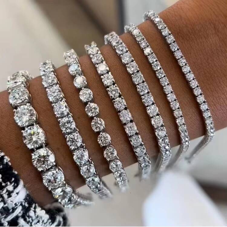 Fashionable Hot Sale Male VVS Moissanite Tennis Chain 925 Sterling Silver Fine Jewelry Link Chain Bracelet for Gift