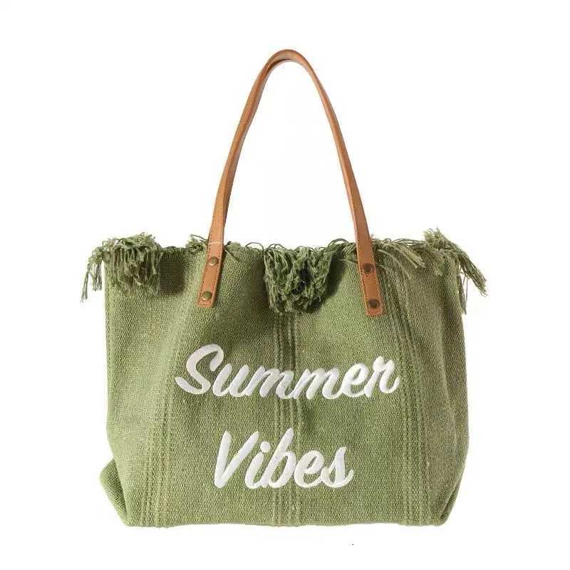 Handbag Woman Bag Design Simple Niche Travel Beach Tote Bag Tassel Letter Embroidery Fashion Large Capacity Shoulder Bags 2022 Z250718