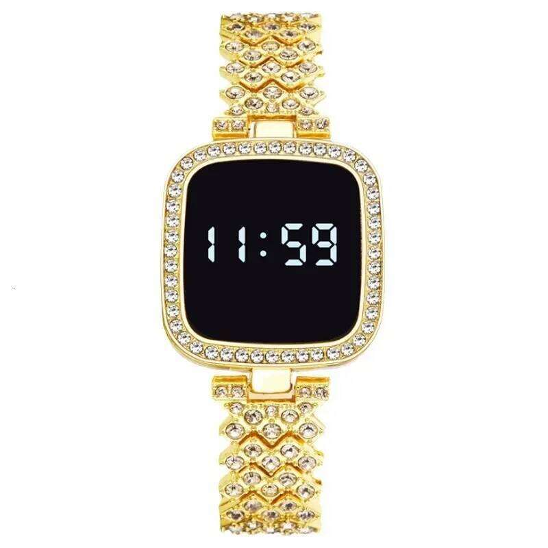 free shipping Rhinestone Digital Watches for Women Simple Touch Screen LED Fashion Steel Strap Rose Gold Ladies Watch Reloj Mujer fr