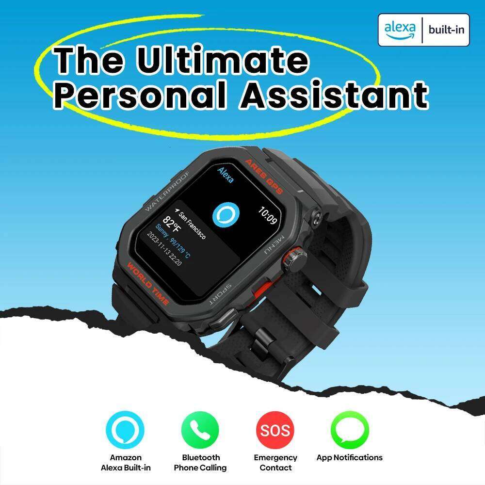 New Zeblaze Ares Smart Built-in Alexa & GPS Bluetooth Phone Calling Smartwatch Heart Rate SpO2 Fiess Tracking Watch free shipping