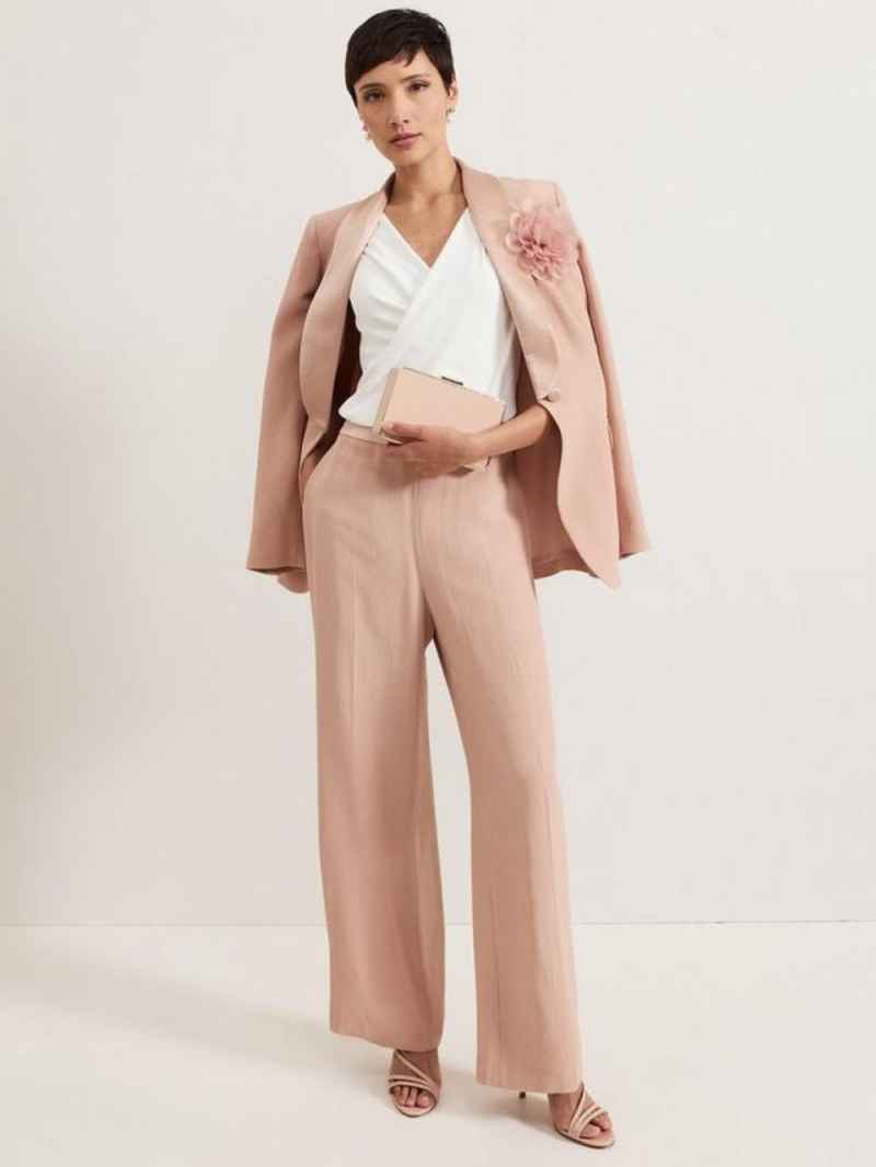 Customized 2 Pieces Women Suits Hand Made Flowers Pants Sets Elegant Office Ladies Work Classic Fit Dinner Party Wear