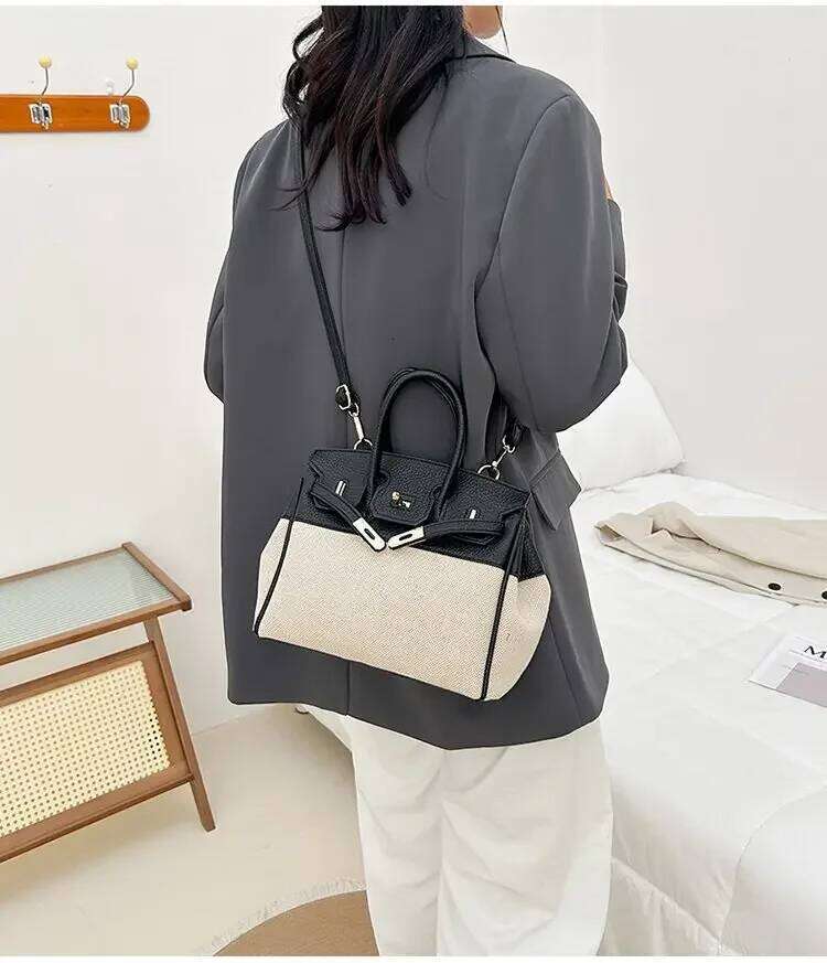 Trendy PU Leather Crossbody Bag for Women Vintage Lock Zipper Shoulder Purse Lightweight Work Commute Travel Handbag