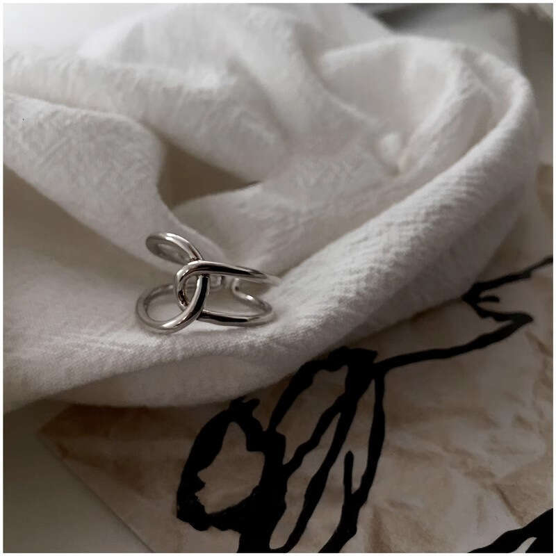 Sunburst Knot Cross Designer Jewelry Geometric Curved Index Finger Simple Niche Open Design Personality Irregular Ring