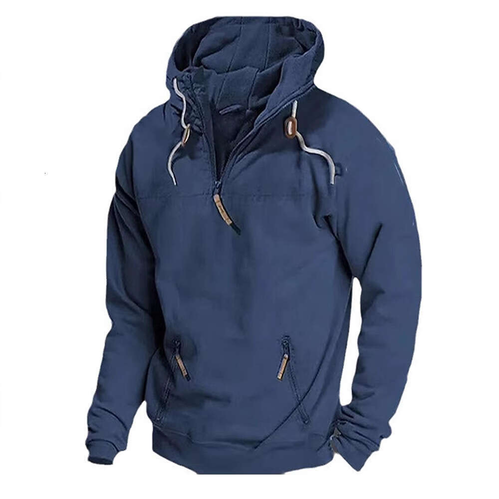 Autumn Winter New Men's Zipper Multi Pocket Hooded Youth Sports Pullover Loose Sweatshirt Jacket B5