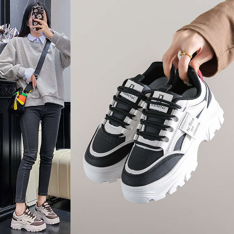 INS Korean Version New Dad Shoes for Women 2024 Autumn Versatile Student Sports Running Casual Thick Sole Free shipping Height Increasing XT150