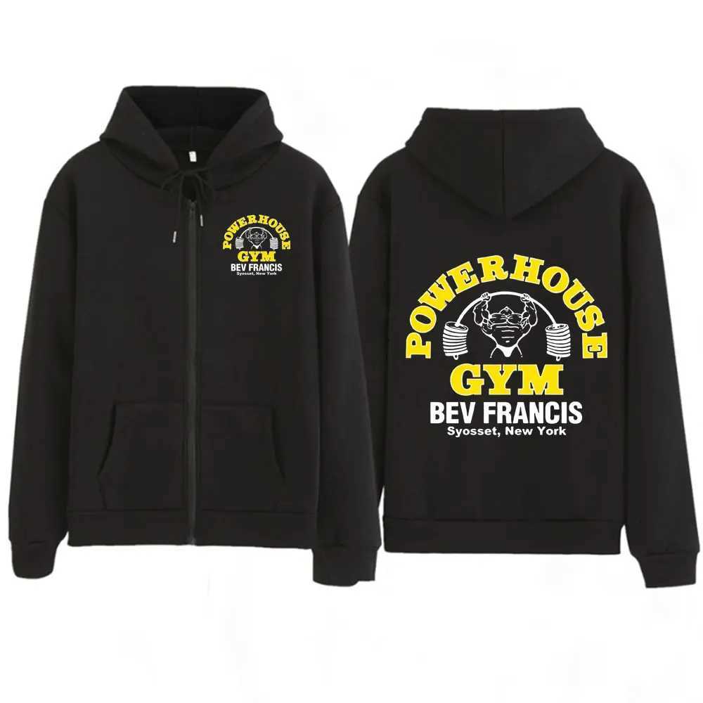 Gym Graphic Hoodie Olympia Fitness Weightlifting Exercise Hip-Hop Zip Up Sweatshirt Men Women Harajuku Zipper Hoodies X2507181