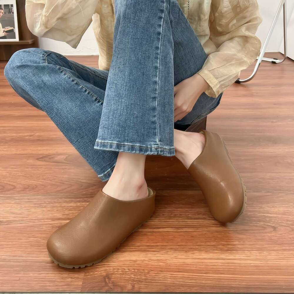 2025 Korean Version Boken Slippers for Women, Thick Sole, Height Increasing, Closed-Toe Sandals, Casual Style, Elegant Women's Shoes