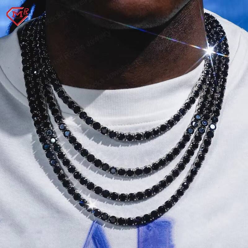 8MM Vvs Moissanite Diamond 925 Sterling Silver Tennis Chain Hiphop Iced Out Moissanite Tennis Chain