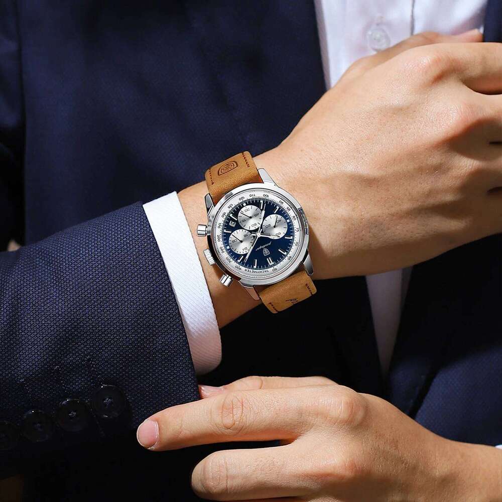 Top Brand Men's Quartz Waterproof Luminous Chronograph Military Man Watch Fashion Leather Watches For Men free shipping