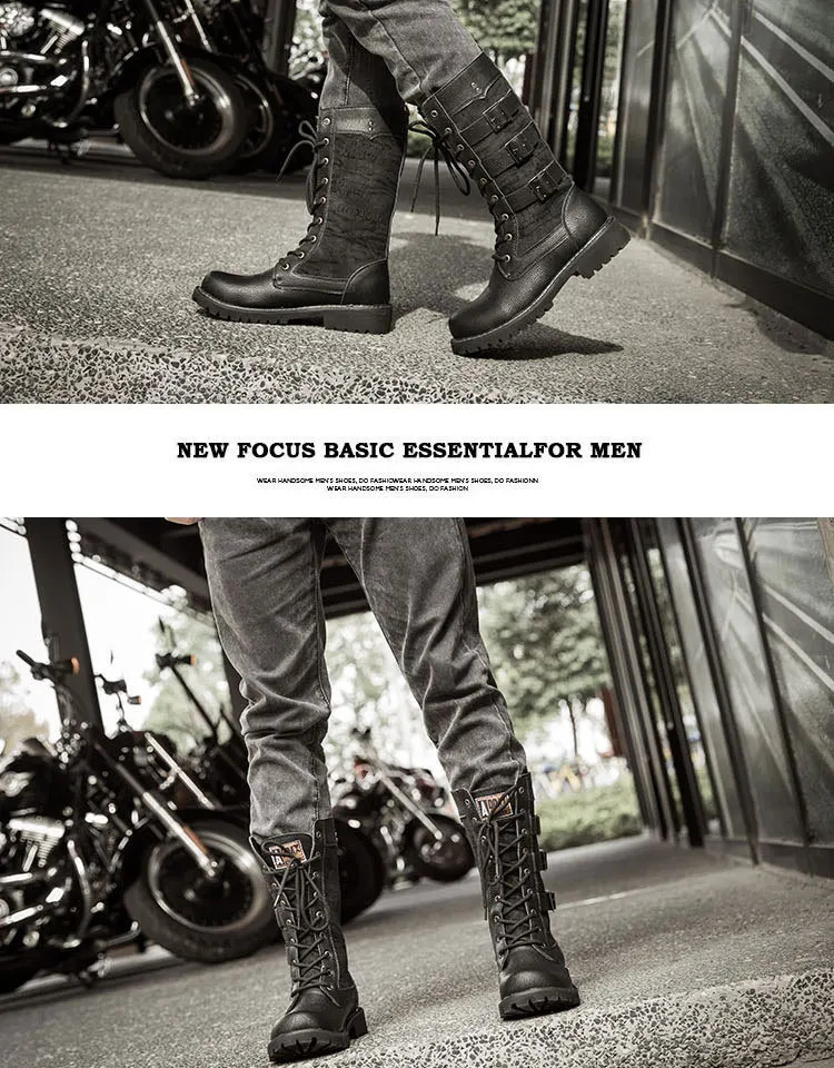 Mens Cowboy Boots High Top Inner Heightening Shoes High Breathable Boots Plus Size Shoes Casual Sneakers Motorcycle Boots 250715