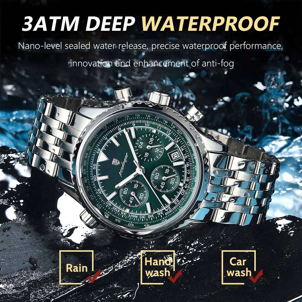 Watches For Men Date Chronograph Stainless Steel Man Waterproof Luminous Sport Military Men's Quartz Watch free shipping
