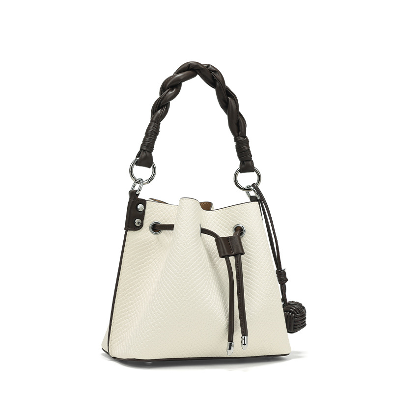 COCIO designer contrasting leather bucket bag womens fashionable armpit bag casual shoulder crossbody bag