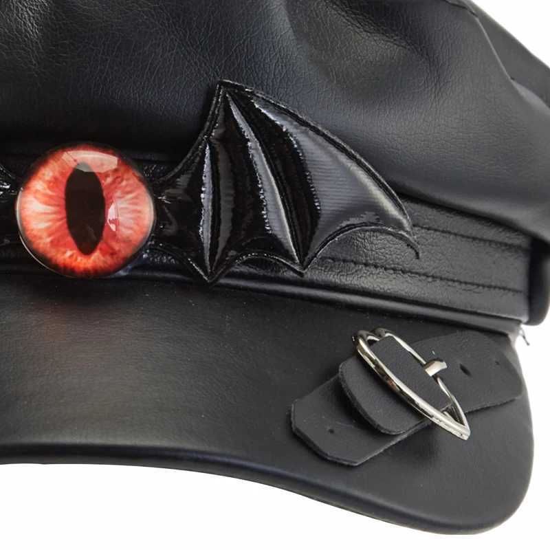 Steampunk Newsboy Hat Gothic Black Bat Wings Evil Eye Cap Halloween Cosplay Hat Decorations L250718