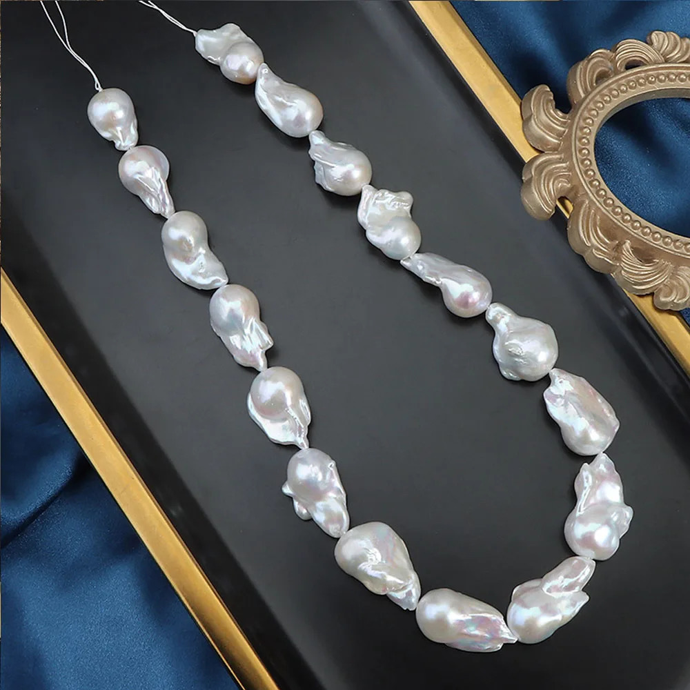 Large Baroque Fishtail Pearl Strand Beads Natural Freshwater Pearls Semi-finished Diy Handmade Jewelry Making Necklace Accessory 250712