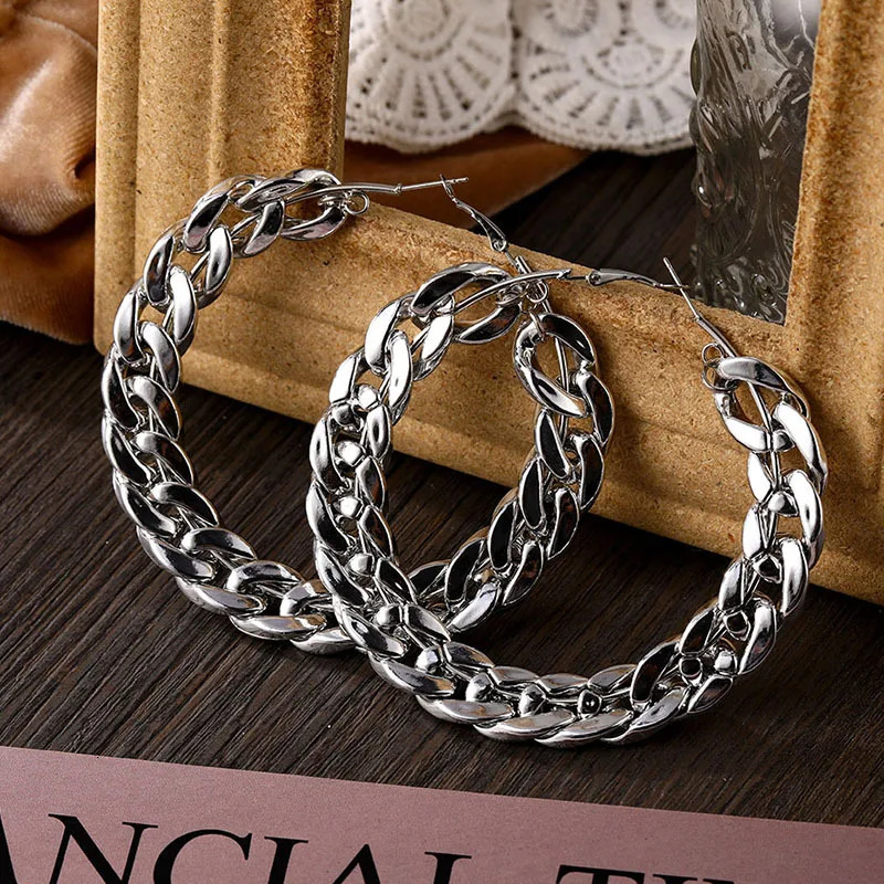 Metal Punk Style Oversized Large Hoop Earrings Twisted Big Circle Round Loop for Women Exaggerate Party Jewelry Gifts 250715