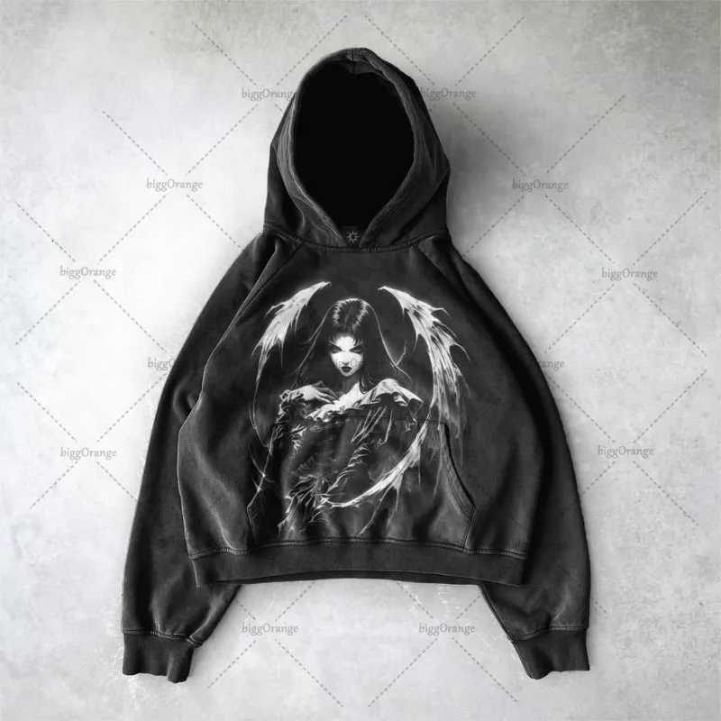 Gothic Punk Style Retro Harajuku Y2K Clothing American Hip-Hop Street Anime Print Hoodie Men Trendy Casual Oversized Sweatshirt X250718